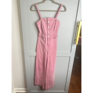 PAIGE Women's Anessa Ankle Culotte Denim Button Front Wide Leg Jumpsuit Sz 23‎